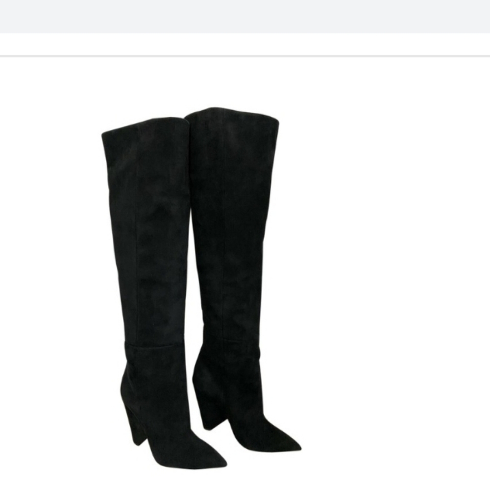 SAINT LAURENT BLACK NIKI SUEDE BOOTS Size 39.5
